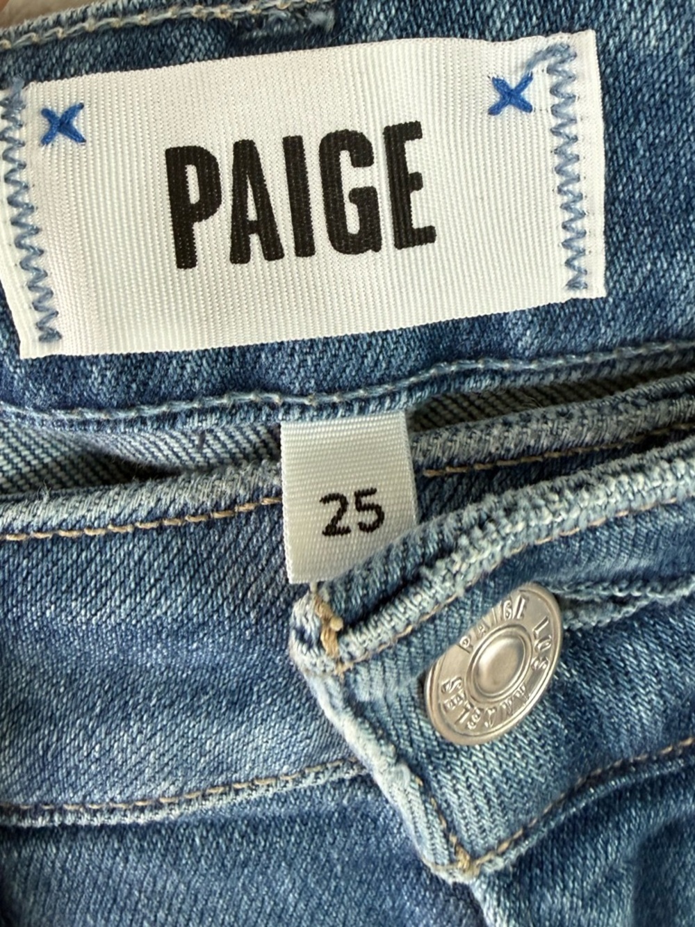 PAIGE Anessa High Rise Wide Leg Raw Hem Jeans  Flamenco Distressed Denim 25 - Picture 7 of 13